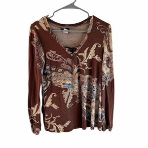 VENUS Brown Paisley Women's Blouse